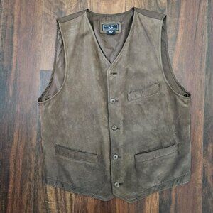 Vintage 80's Atlantic International Mens Leather Vest Western Cowboy Size L Soft